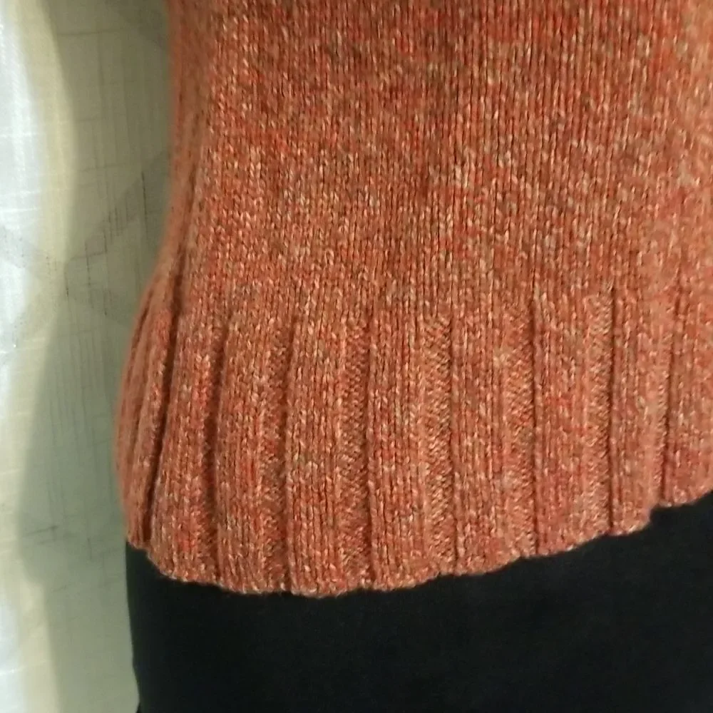 Faconnable Sweater Women's Size XS  Orange Wool Turtleneck Fall Winter
